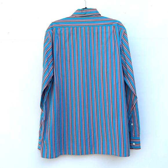 Ralph Lauren Men’s Purple Label Striped Button Down Turquoise Cotton XL Teal - Picture 5 of 11